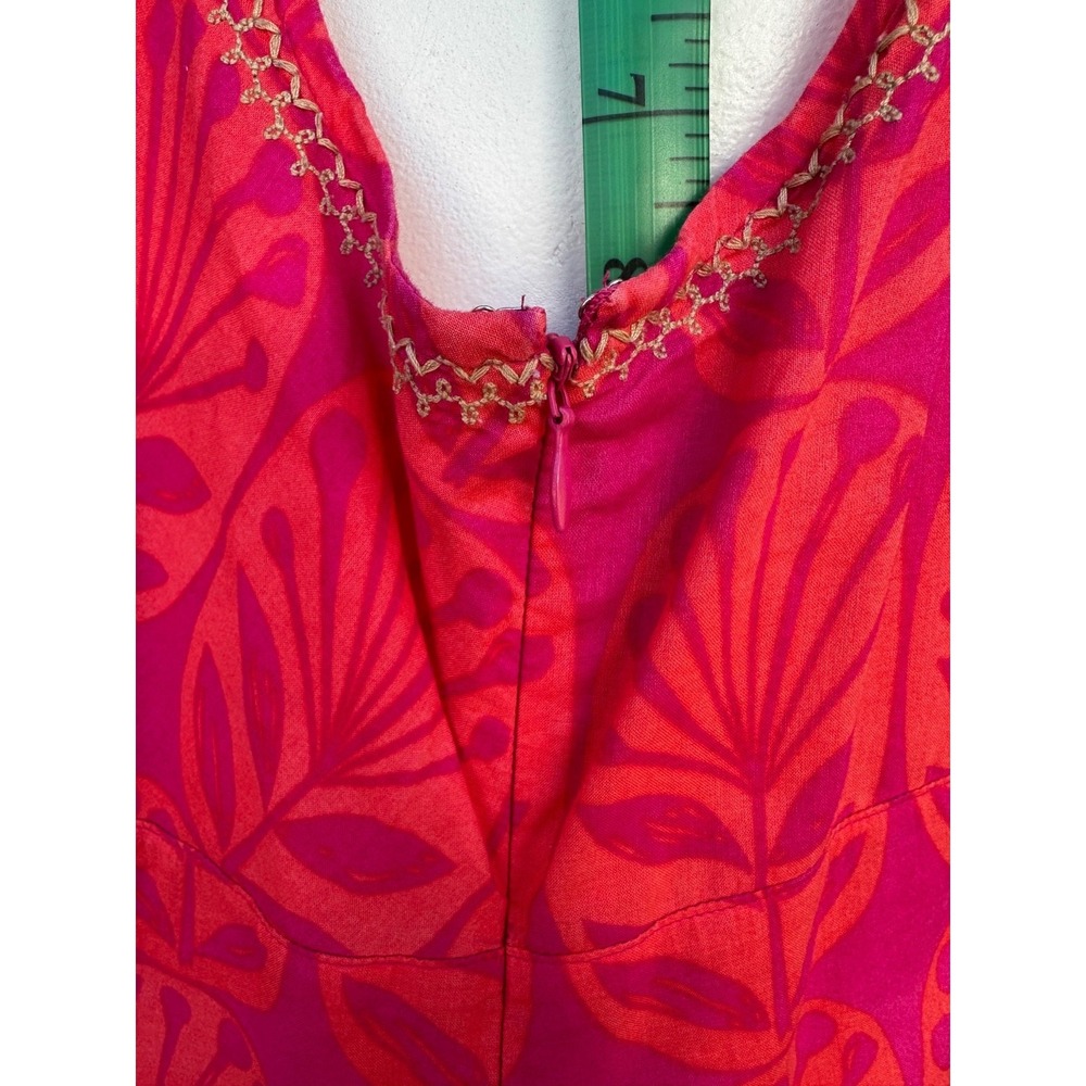 Sigrid Olsen Cotton Shift Dress 1X Sleeveless Pink Orange Zip Minimalist Coastal - Picture 12 of 13